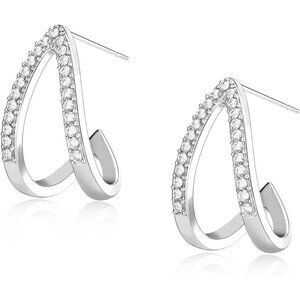 Women's Style 4 Sterling Silver Claw Earrings Cuff Hypoallergenic 14k Gold Stud